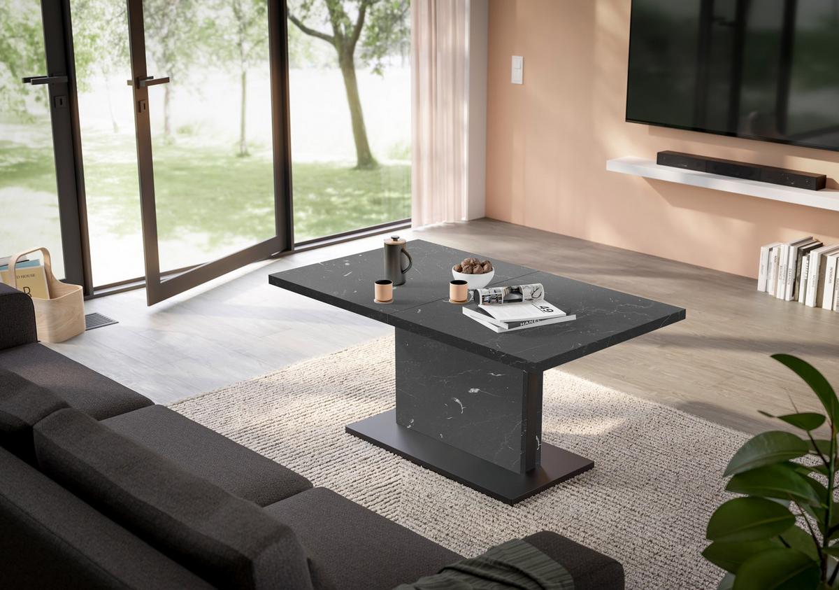 Couchtisch Lift Schwarz B: 120 Cm - Schwarz/Eiche Artisan, Design, Holzwerkstoff/Metall (120-160/56-75/70cm) - MID.YOU