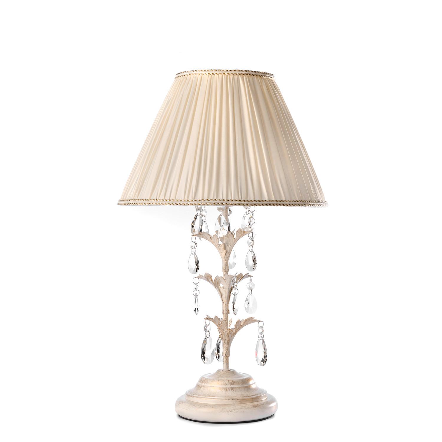 Tischleuchte 4669/Lg - Weiß, Natur, Glas/Textil (35/58cm)