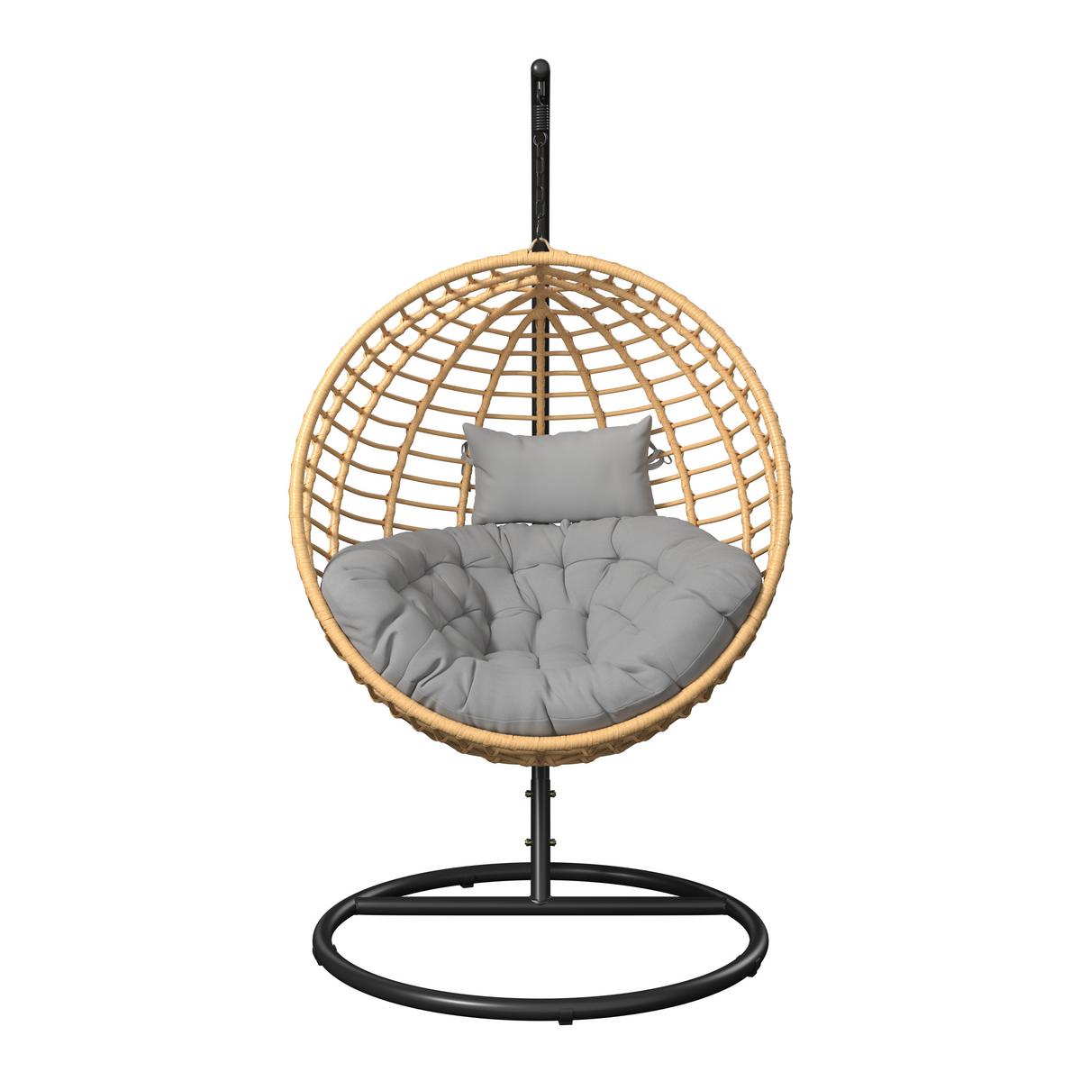 Hängesessel Ottawa - Schwarz/Naturfarben, Basics, Kunststoff/Textil (105/195/105cm) - Beldano