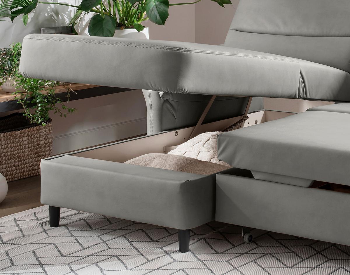 Ecksofa Cavoli, Grau S: 176x279 cm - Schwarz/Grau, MODERN, Textil (176/279cm) - Livetastic