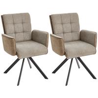 Armlehnstuhl Frida Braun/Grau Sitzfläche drehbar 2er Set - Schwarz/Braun, MODERN, Holz/Textil (61/91/64cm) - Livetastic