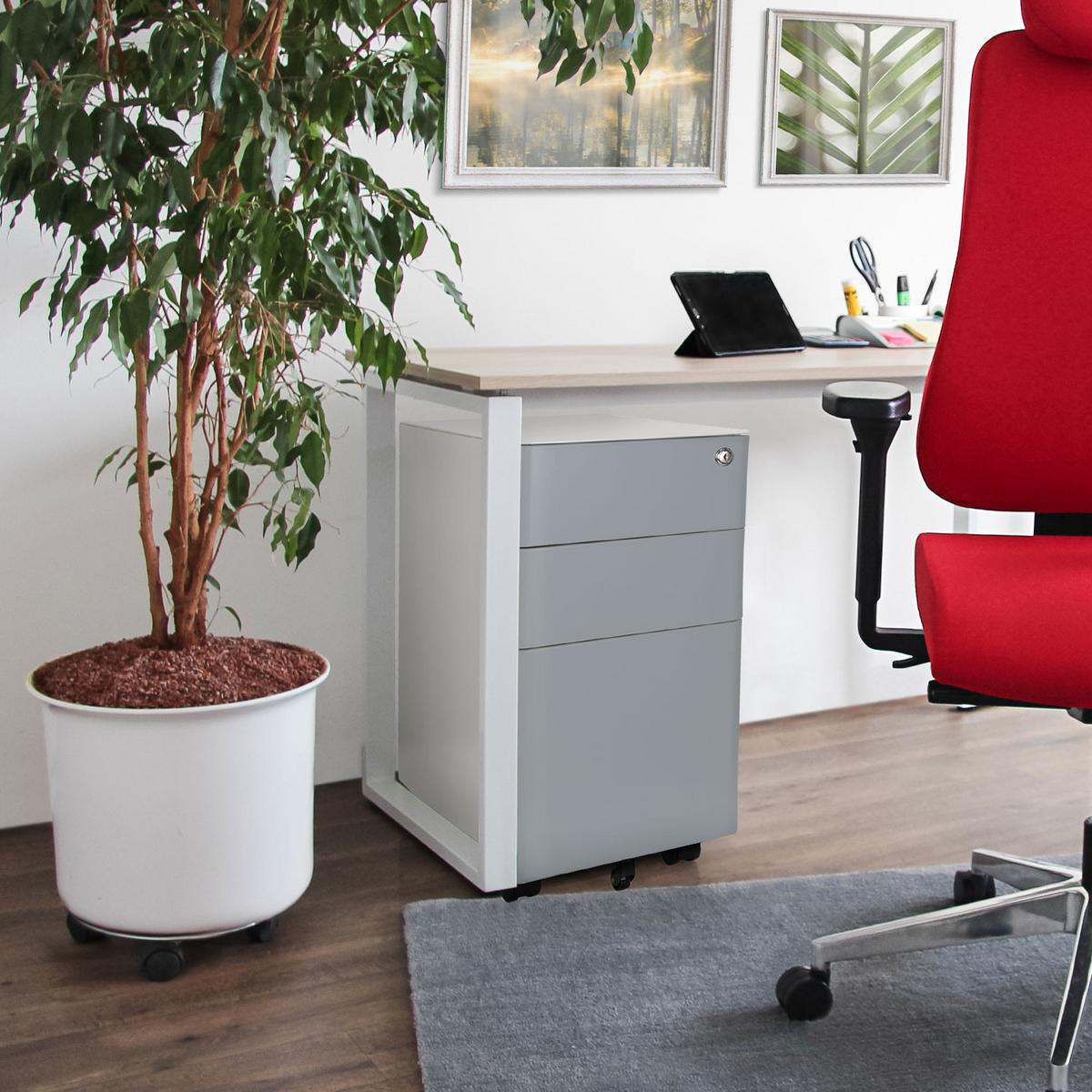 Rollcontainer Metall Grau/weiß Color I 30x59x50 Cm - Weiß/Grau, MODERN, Kunststoff/Metall (30/59/50cm) - MID.YOU