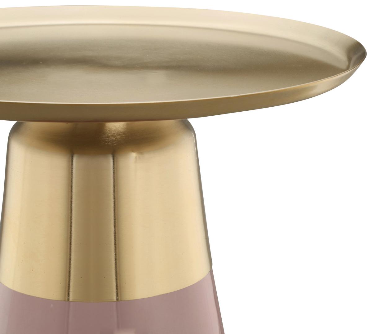Beistelltisch Roman 225 Pink/Goldfarben D: 42 cm - Pink/Goldfarben, Design, Glas/Metall (42/51cm) - Kayoom