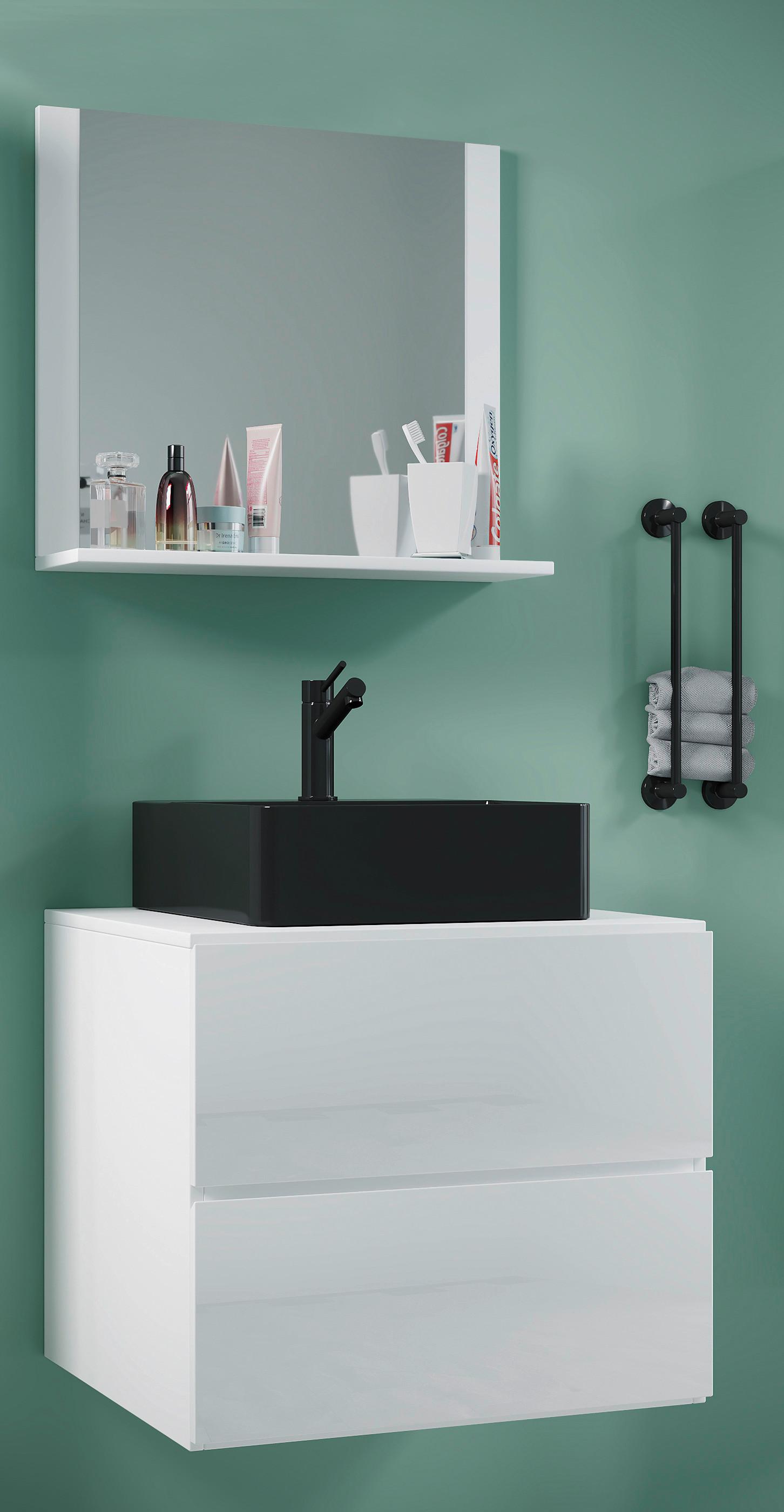Badezimmer Lendas Bl M - Schwarz/Weiß, MODERN, Glas/Keramik (61cm) - MID.YOU