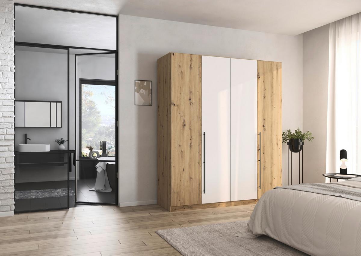 Kleiderschrank Safari B: 181 cm - Weiß/Eiche Artisan, KONVENTIONELL, Holzwerkstoff (181/210/54cm)