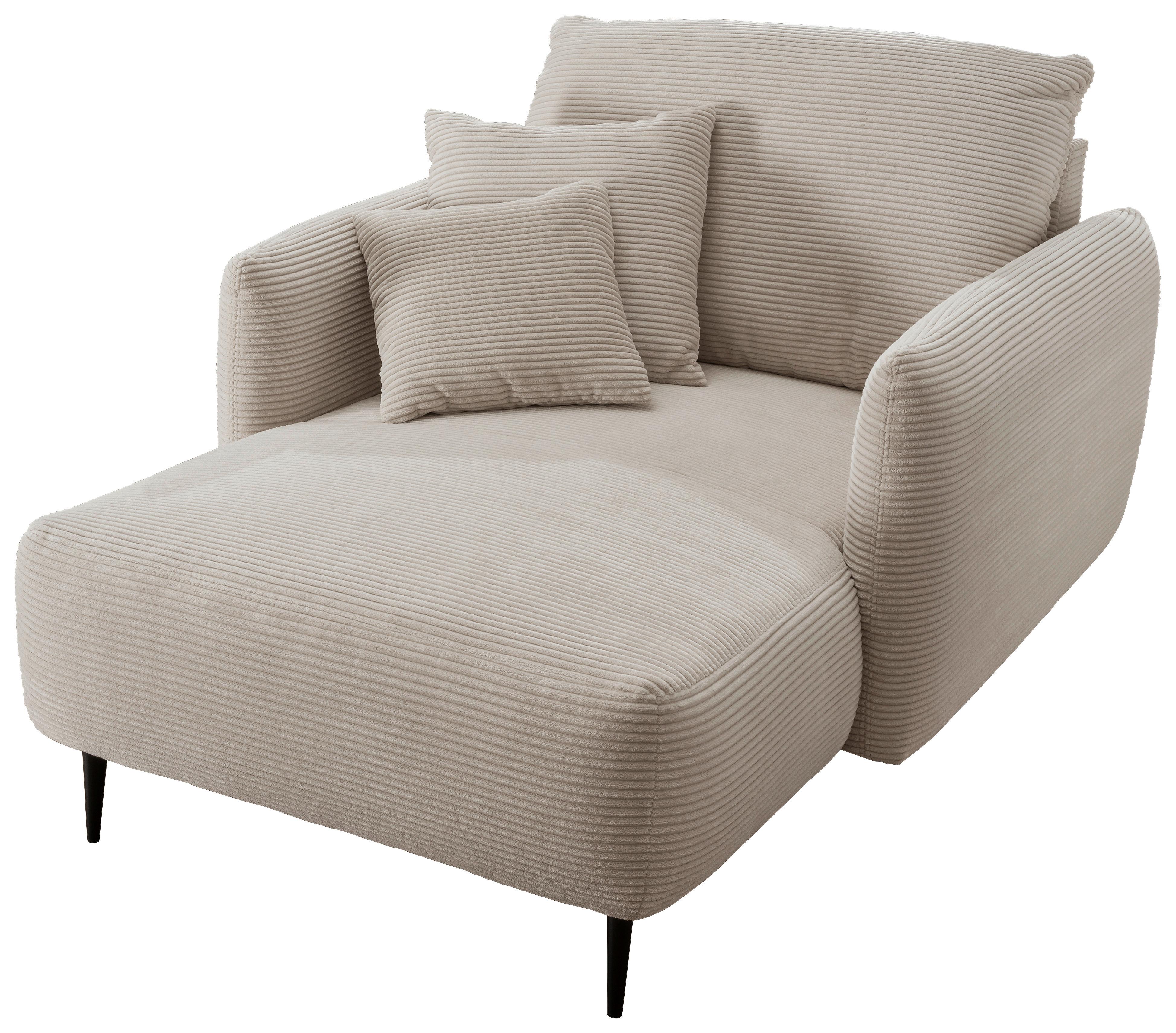 XXL-Sessel Vanilla, Beige B: 112 cm - Beige/Schwarz, Design, Textil (112/95/158cm) - Livetastic