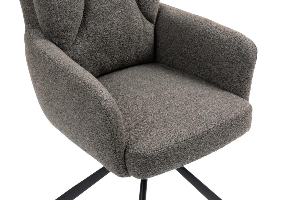 Armlehnstuhl Emine Braun Sitzfl. 180° drehbar, B: 60cm - Schwarz/Braun, KONVENTIONELL, Textil/Metall (60/92/67cm) - MID.YOU