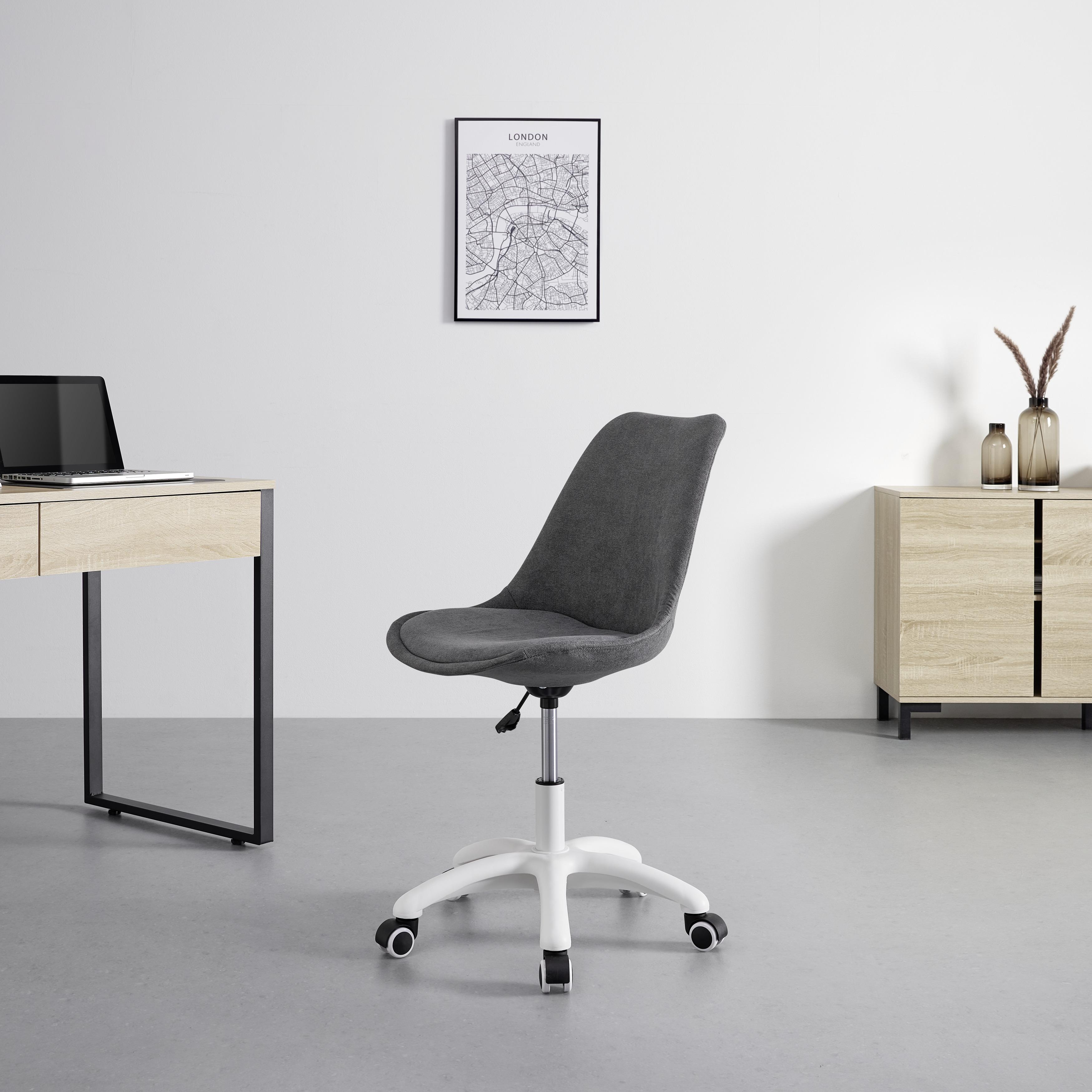 Otoční Židle Leo Tmavě Šedá - bílá/tmavě šedá, Moderní, kov/textil (48/76/55cm) - Bessagi Home
