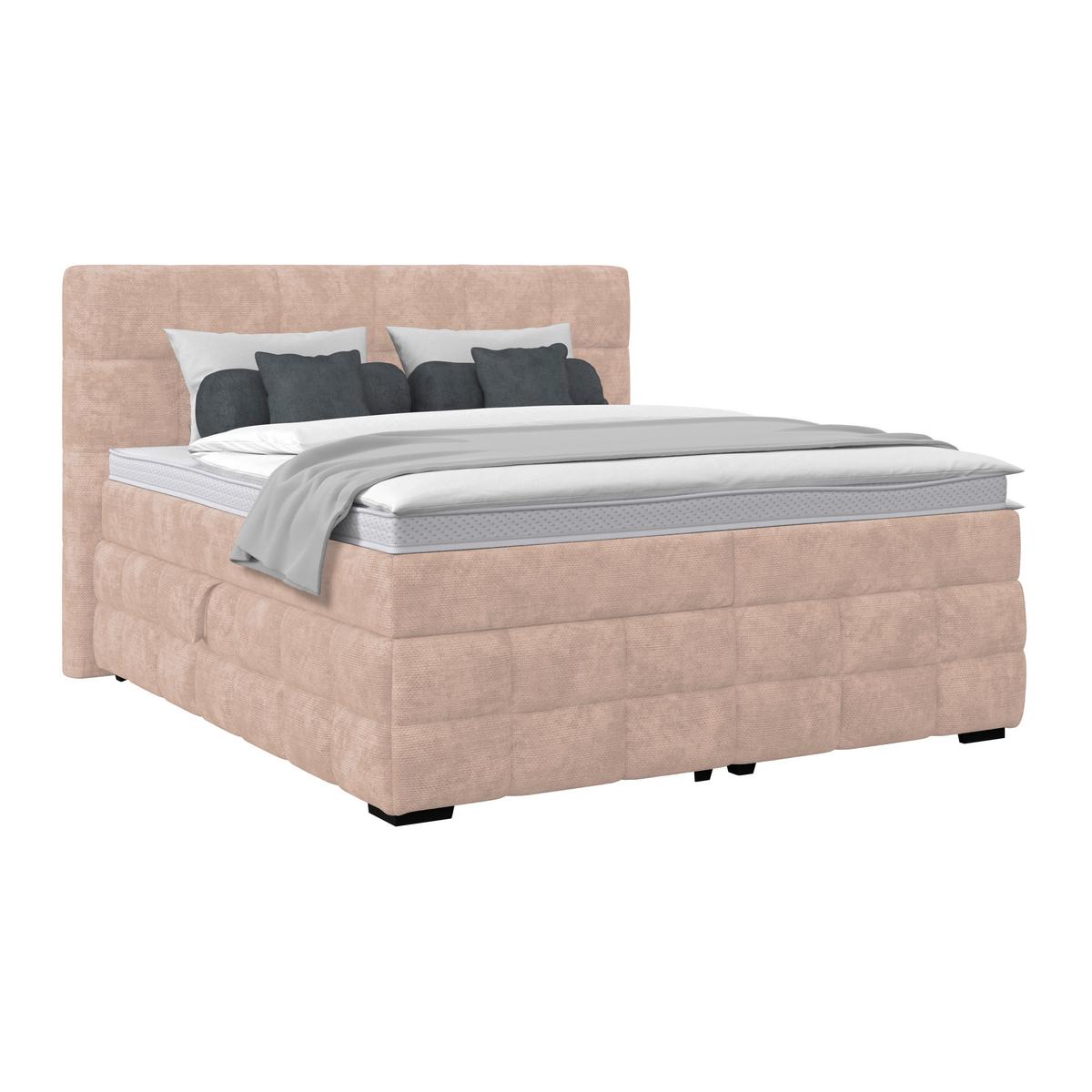 Čalouněná postel VEGA 180x200 cm, krémová - černá/béžová, Trend, dřevo/textil (180/200cm)