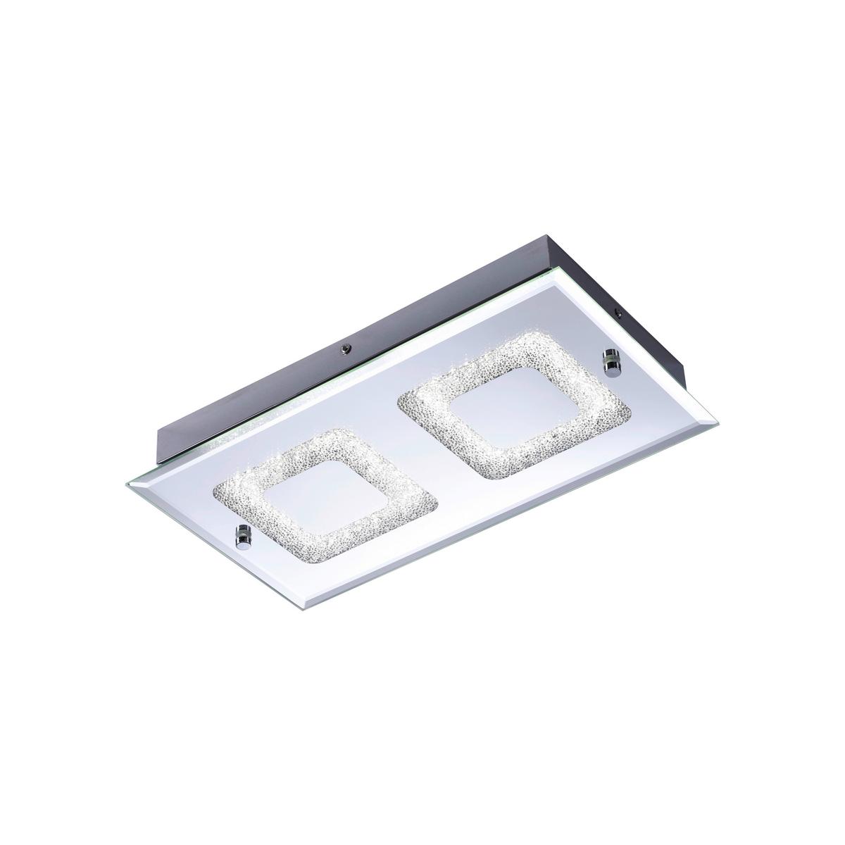 LED-Deckenleuchte Lisa L: 40 cm, Rechteckig - Chromfarben, KONVENTIONELL, Glas/Metall (40/7,5/24cm)