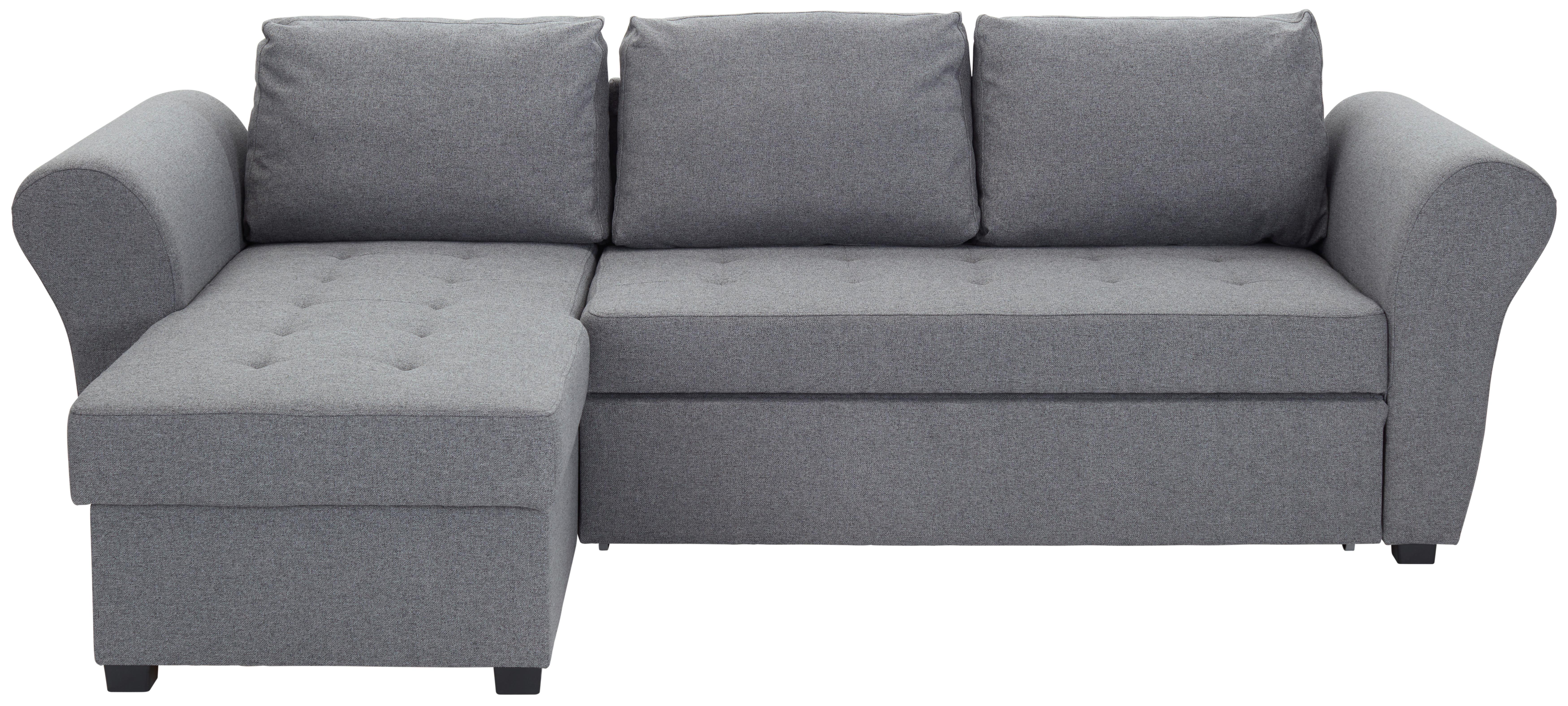 Ecksofa mit Schlaffunktion und Bettkasten Lasse Textil - Anthrazit/Schwarz, MODERN, Textil (260/155cm) - Ondega