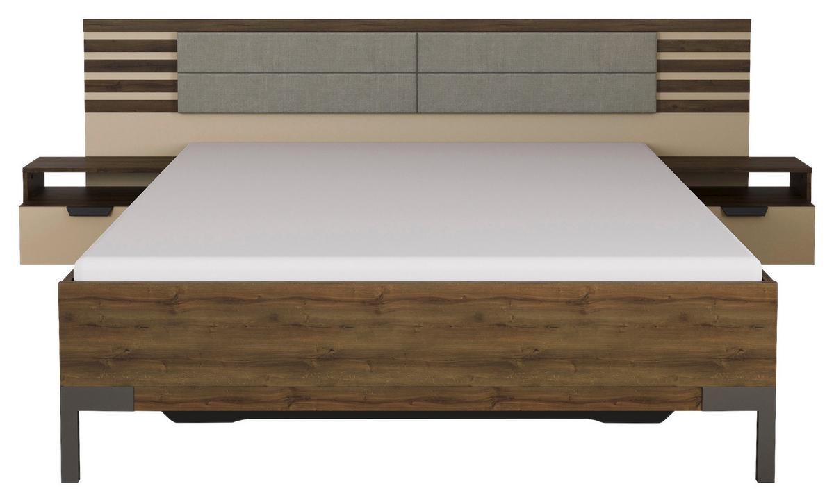 Bettanlage Barea Champagner Eiche Dekor - Eiche dunkel/Champagner, MODERN, Holzwerkstoff/Textil (160/200cm) - Rauch Möbel