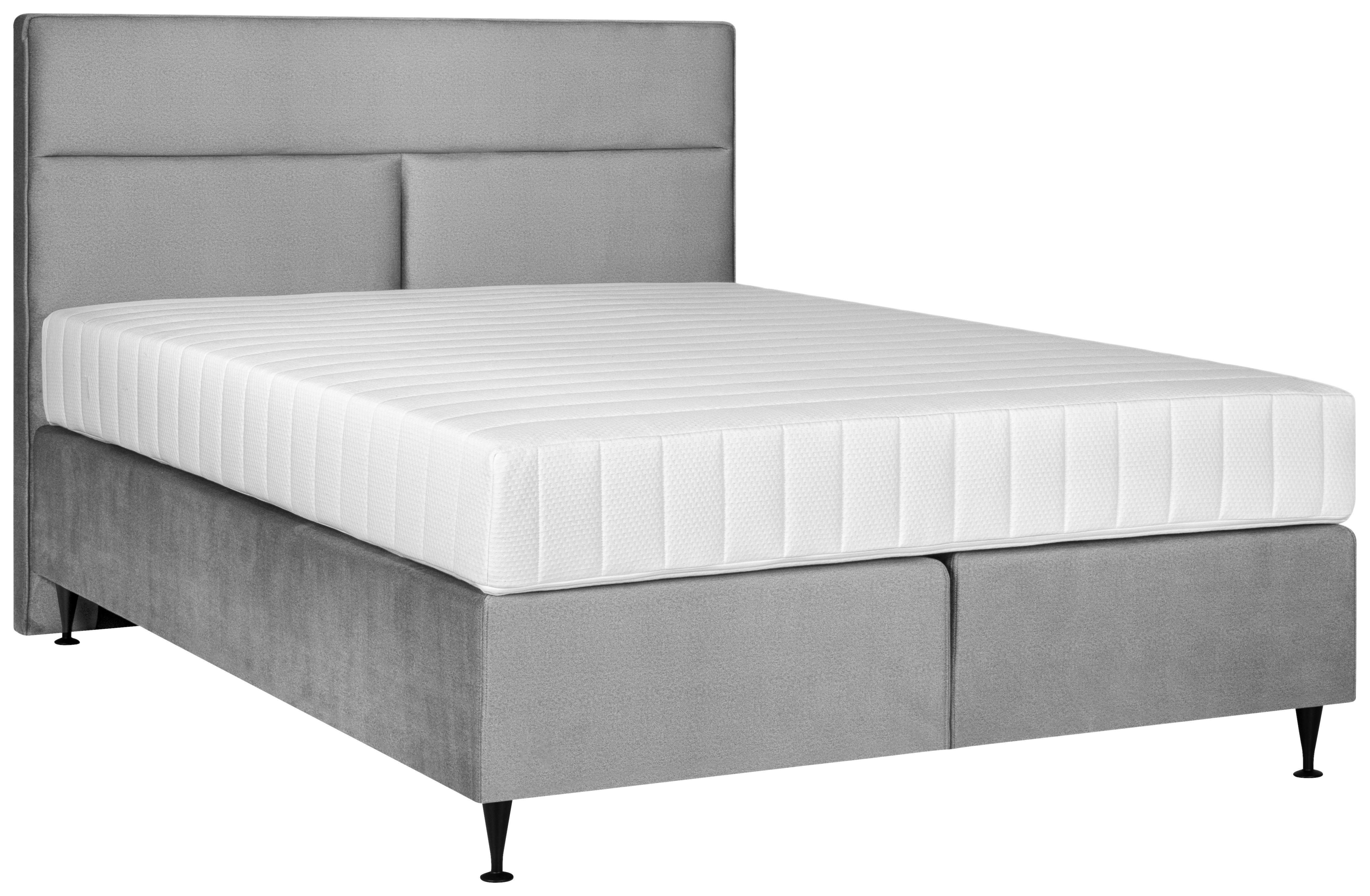 Boxspringbett mit Matratze 140x200 cm Magnus - Schwarz/Grau, MODERN, Textil (140/200cm) - Livetastic