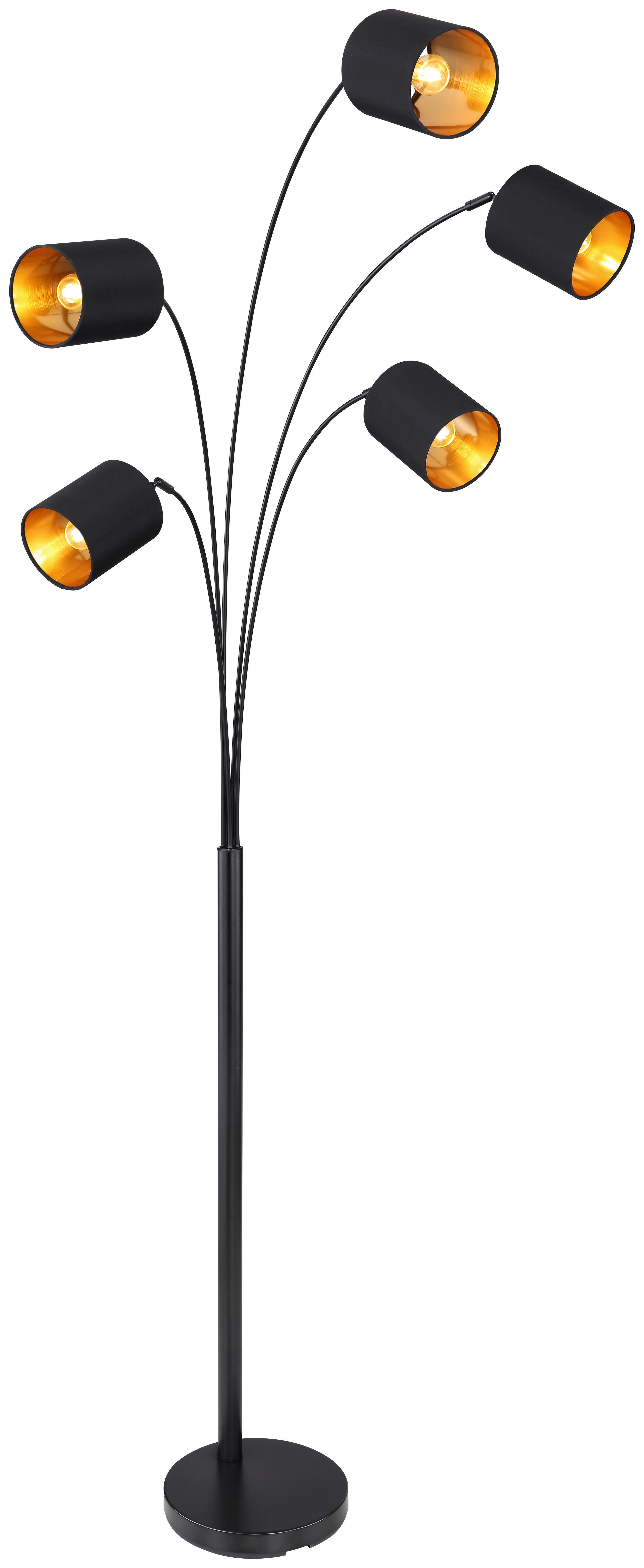 Stehleuchte Schwarz/Goldfarben mit Fußschalter - Goldfarben/Schwarz, Design, Kunststoff/Textil (74/70/204cm) - Globo