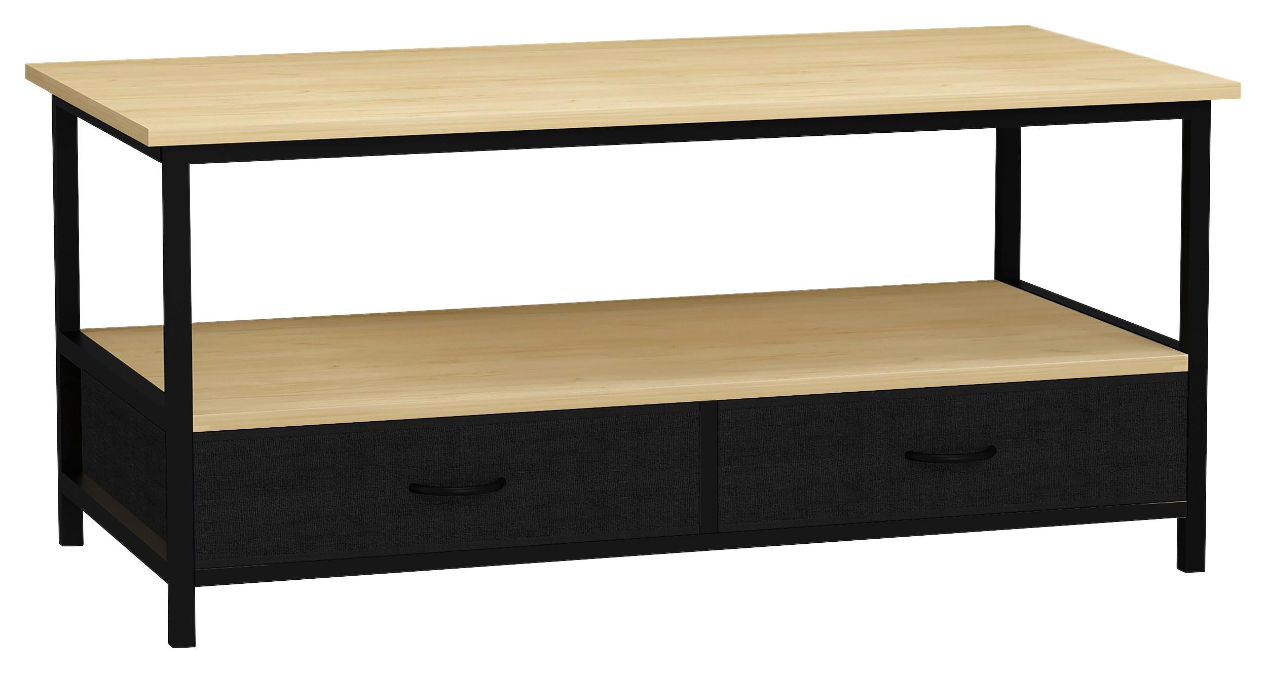 Couchtisch Flonila Schwarz, Eiche Dekor L:100 cm - Honigeiche/Schwarz, Design, Holzwerkstoff/Kunststoff (100/50/45cm) - MID.YOU