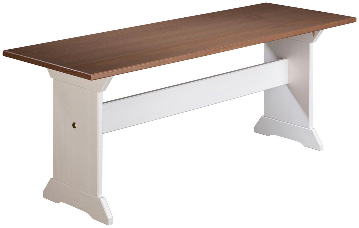 Sitzbank Holz Kiefer Massiv Braun/weiß Westerland B: 110cm - Weiß/Braun, KONVENTIONELL, Holz (110/45/37cm) - MID.YOU