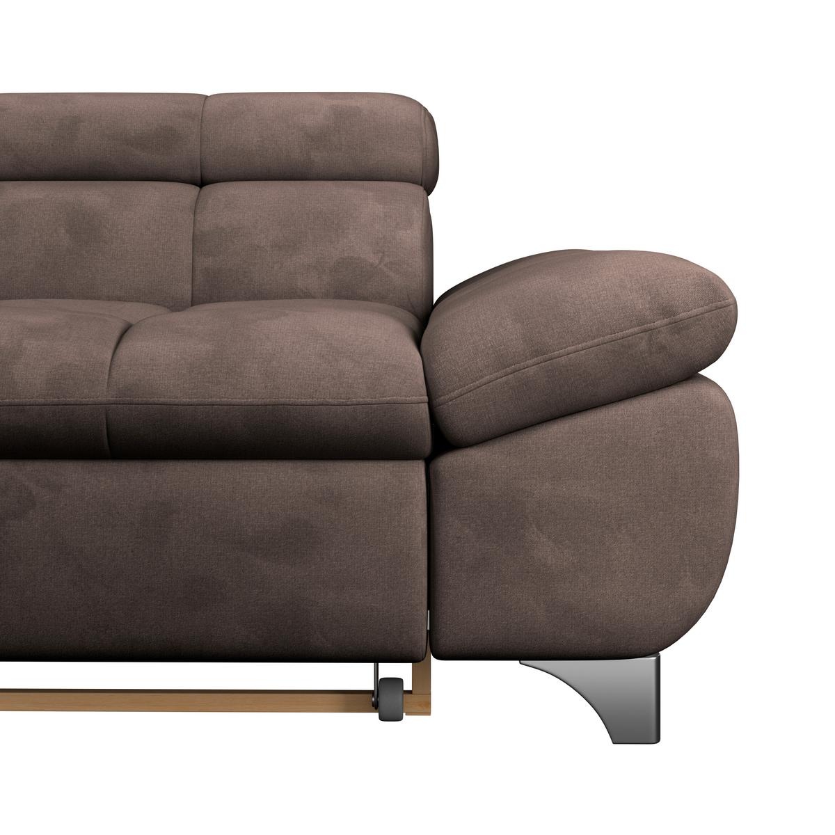 Ecksofa Gemini Dunkelbraun, B: 234cm - Chromfarben/Dunkelbraun, KONVENTIONELL, Textil (234/312cm)