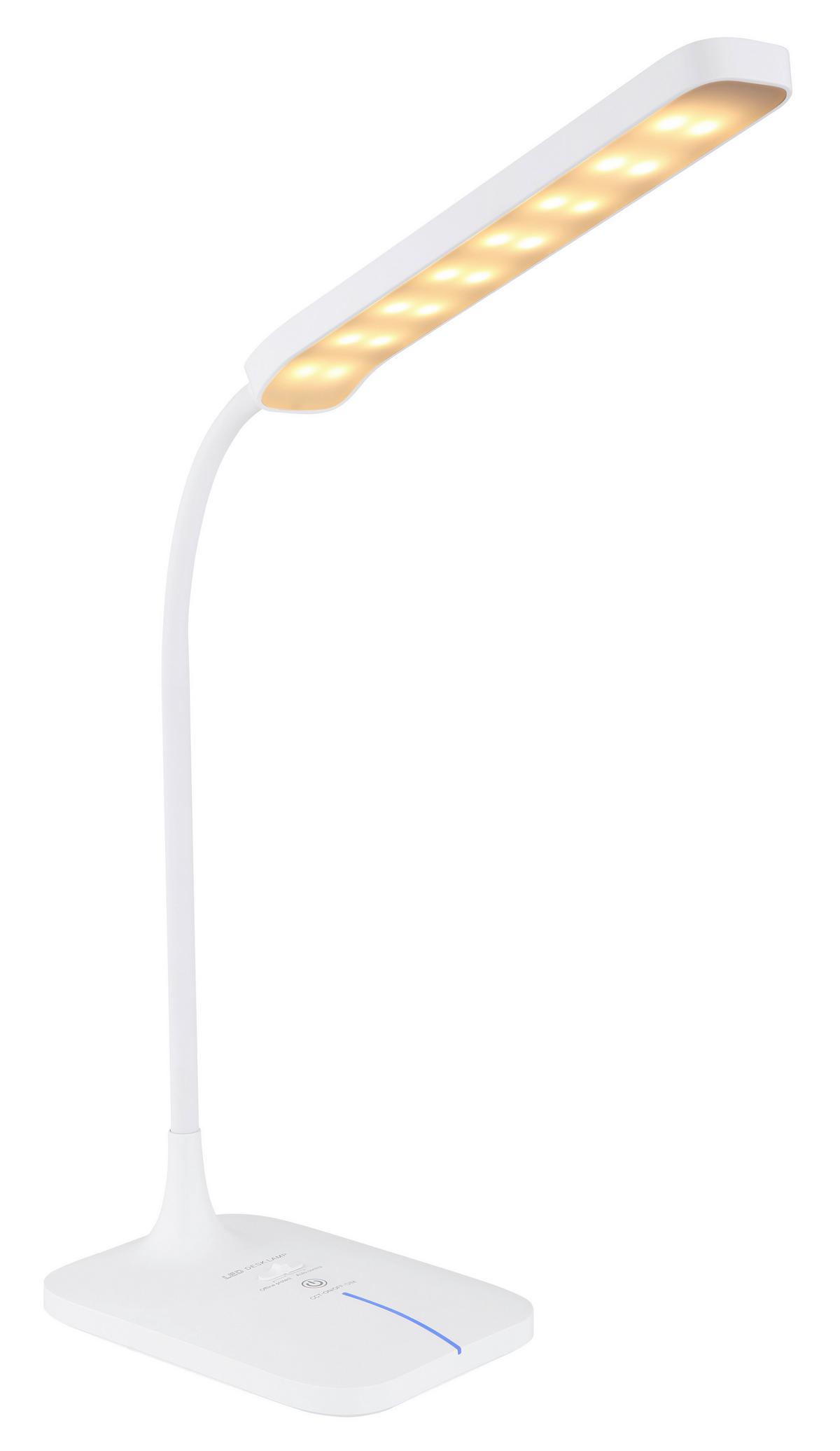 Led-schreibtischlampe Urano Dimmbar Opal - Opal/Weiß, Basics, Kunststoff (43/12,8cm) - Globo