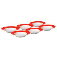 Suppentellerset Rot Weiß 6-teilig D: 21,5 cm - Rot/Weiß, Basics, Keramik (21,5cm) - Van Well