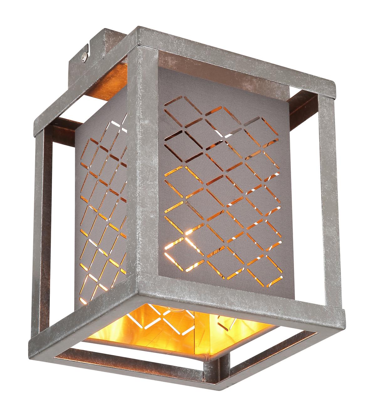 Deckenleuchte Thomas L: 17 Cm 1-Flammig - Silberfarben/Goldfarben, Design, Textil/Metall (17/17/22,5cm) - Globo