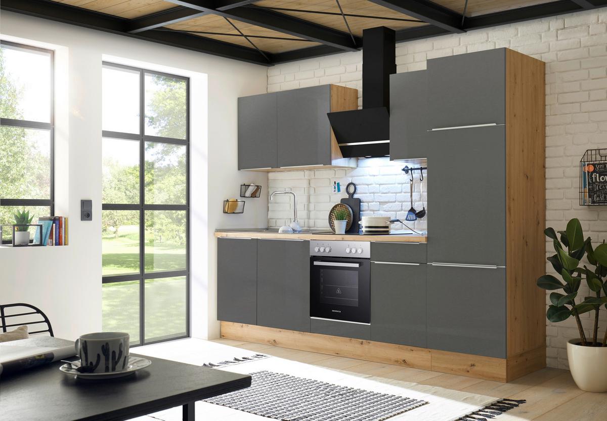 RESPEKTA Küchenblock in Grau mit Geräten kaufen