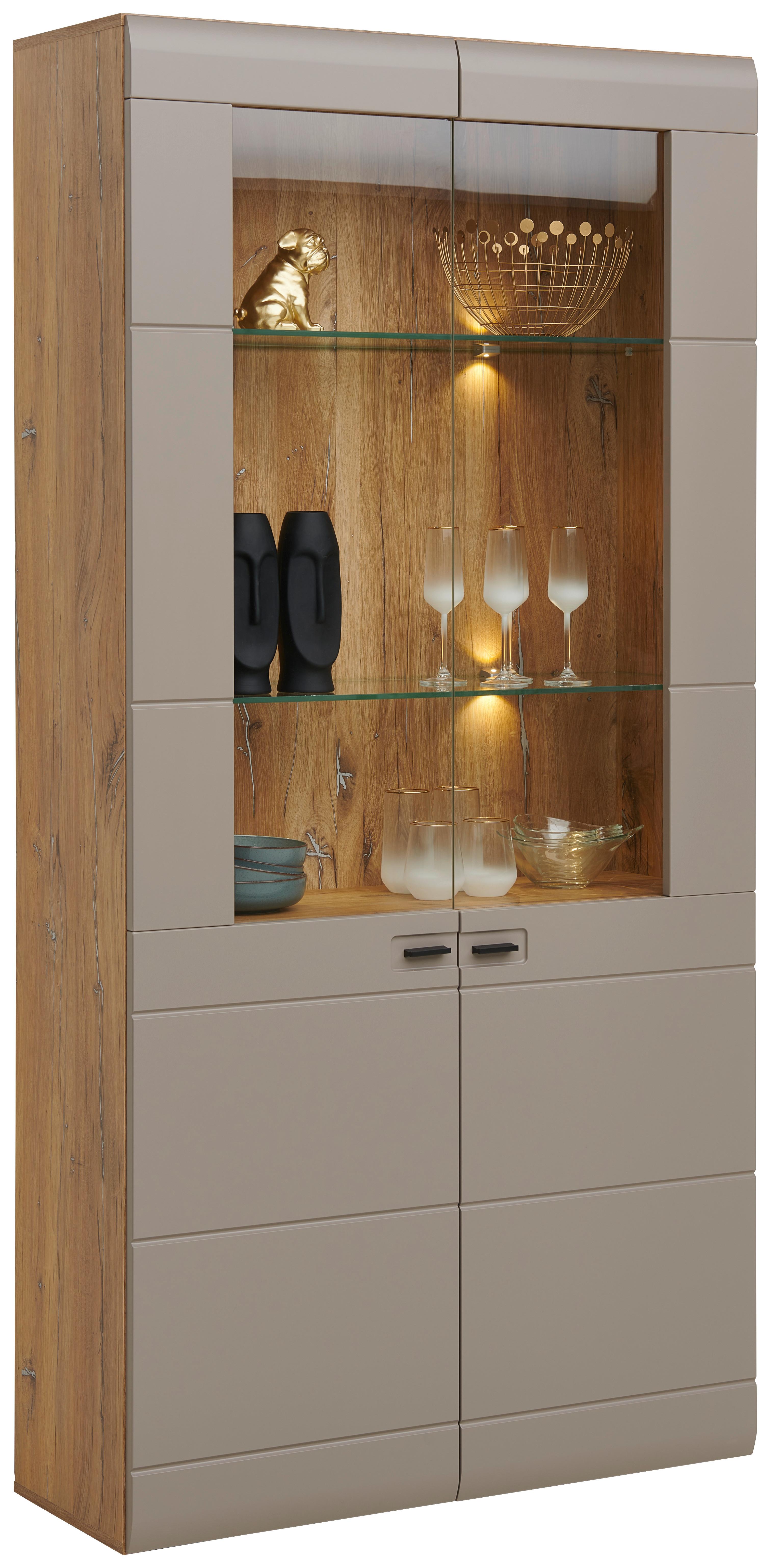 Vitrine Auris B: 100 Cm Basalt/eiche Dekor