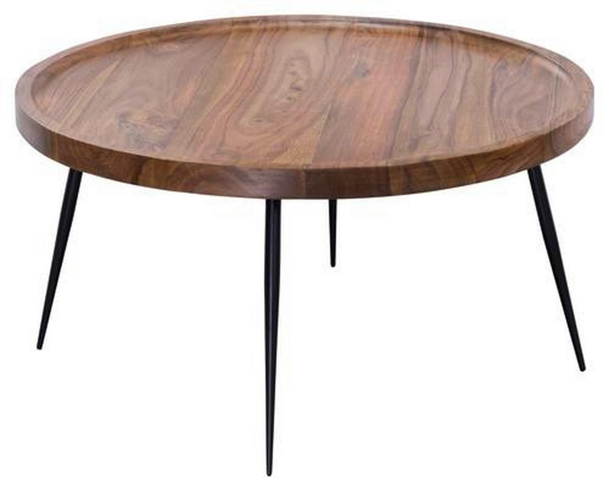 Okrúhly konferenčný stolík WL5.678 masív - čierna/farba indického palisandra, Design, kov/drevo (75/75/39cm) - MID.YOU