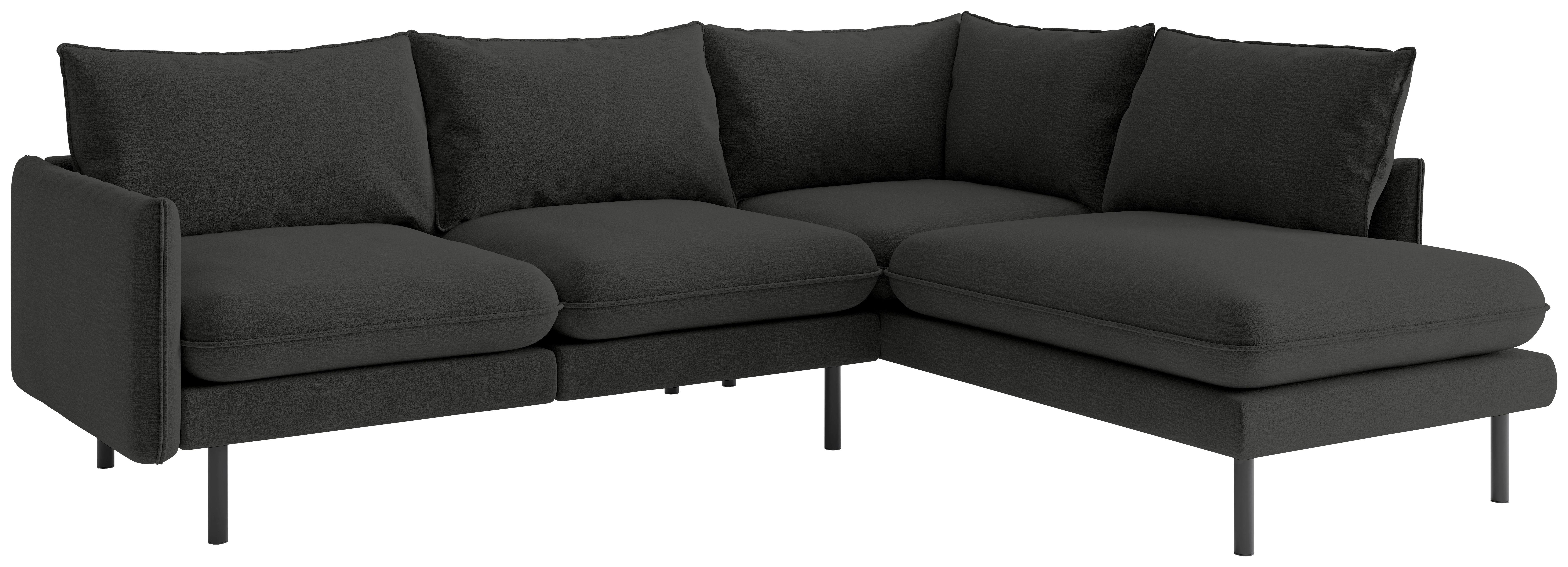Ecksofa Samos Dunkelgrau S: 267x204 cm - Dunkelgrau/Schwarz, Design, Textil (267/204cm) - Livetastic