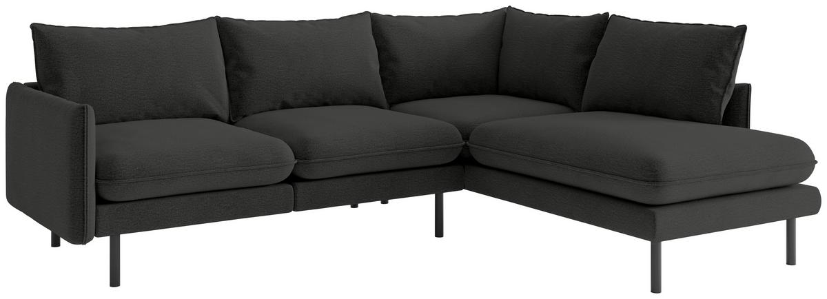 Ecksofa Samos Dunkelgrau S: 267x204 Cm - Dunkelgrau/Schwarz, Design, Textil (267/204cm) - Livetastic