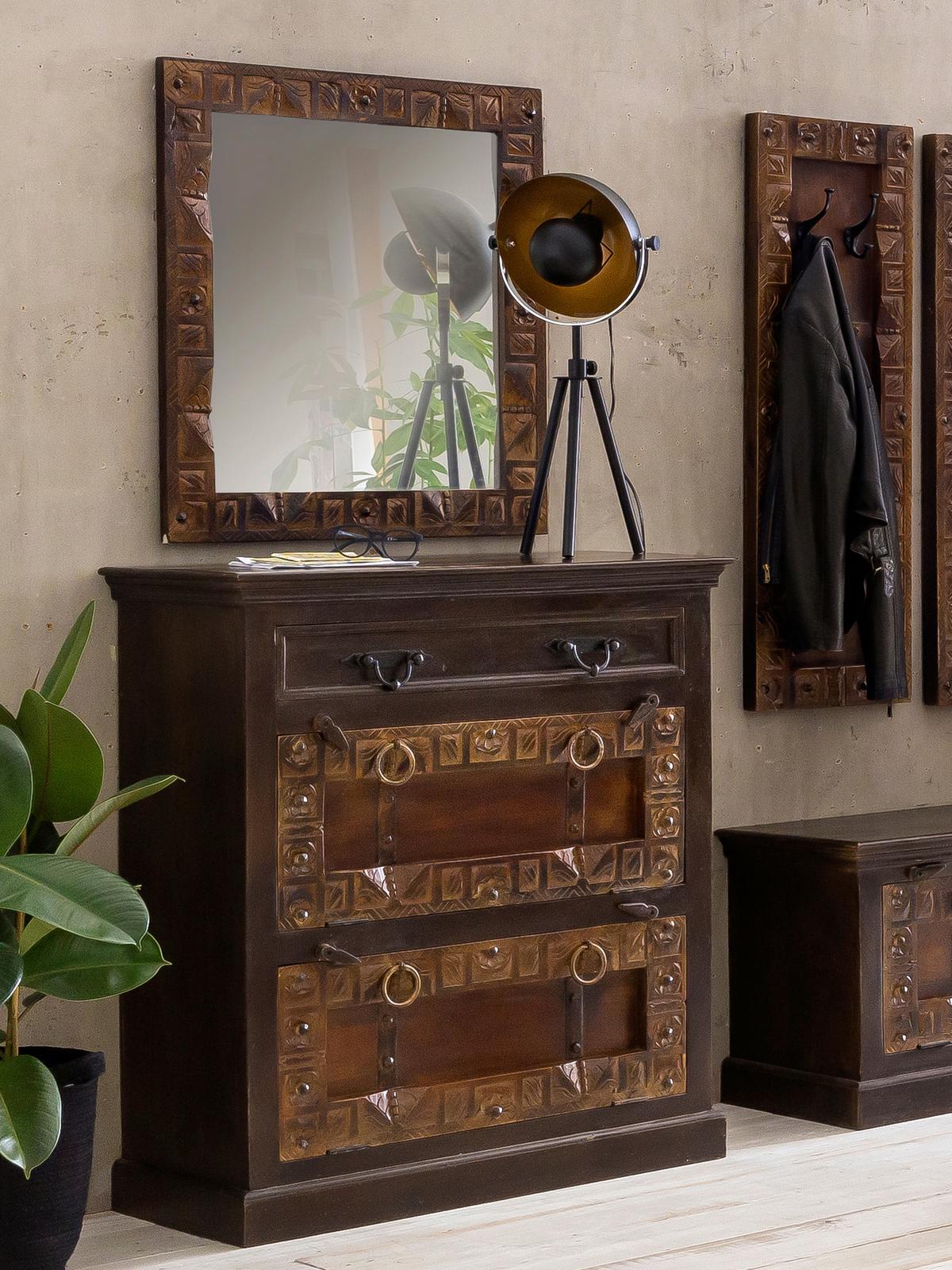 GARDEROBENPANEEL Braun/Schwarz B: 35cm - Schwarz/Braun, Design, Holz/Metall (35/110/8cm) - MID.YOU