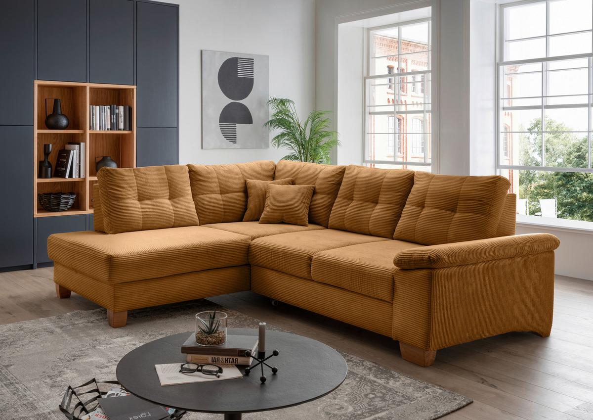 Ecksofa Brizzini Goldfarben S: 206x274 Cm - Goldfarben/Naturfarben, MODERN, Textil (206/274cm) - Livetastic