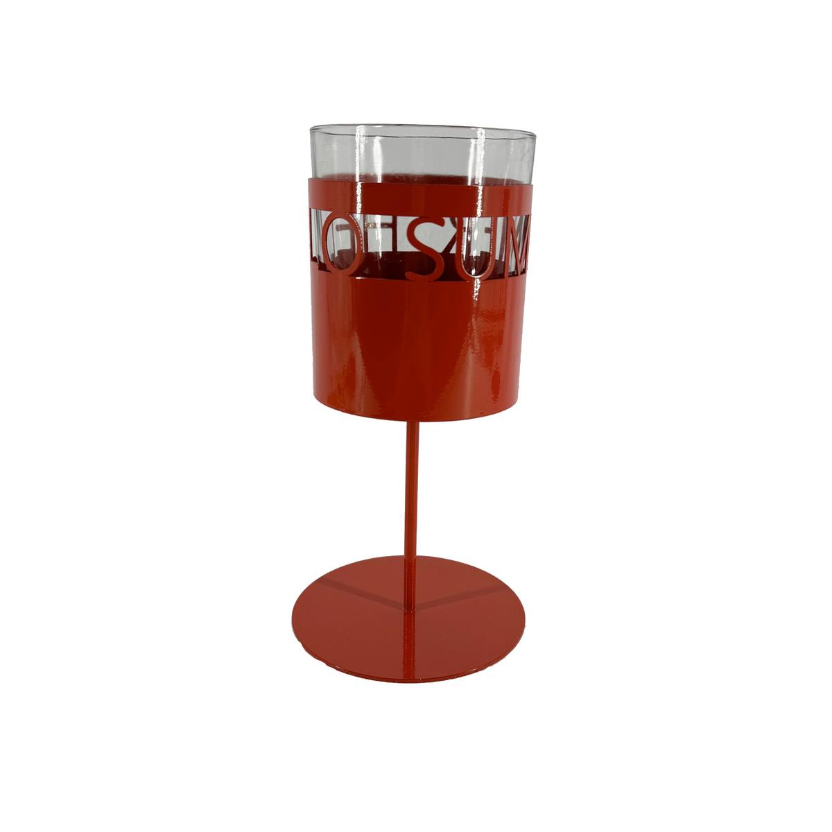 Teelichthalter Dula - Rot, KONVENTIONELL, Glas/Metall (10/19,8cm) - Luca Bessoni
