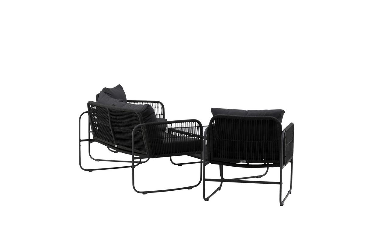 Loungegarnitur Utah - Schwarz, KONVENTIONELL, Textil/Metall - Gardenson