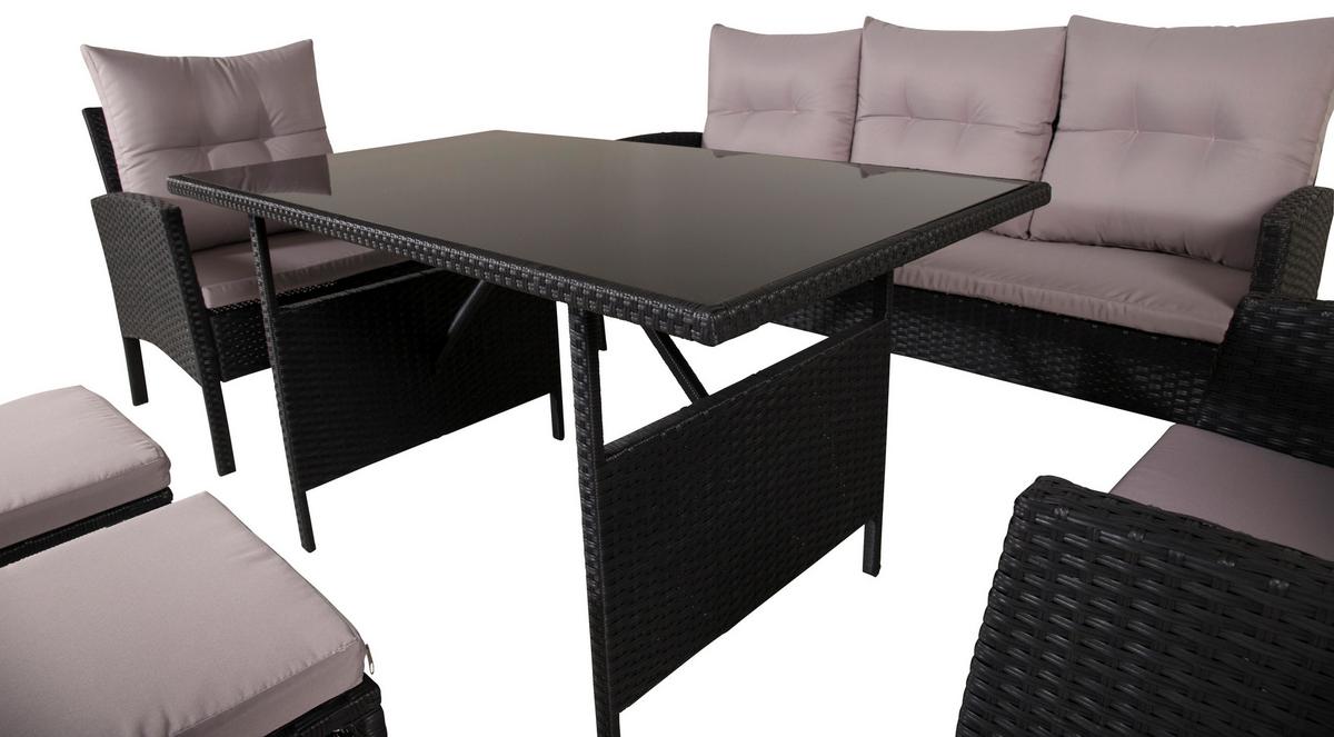 Dining-Loungeset Knock - Schwarz/Grau, KONVENTIONELL, Kunststoff - Gardenson