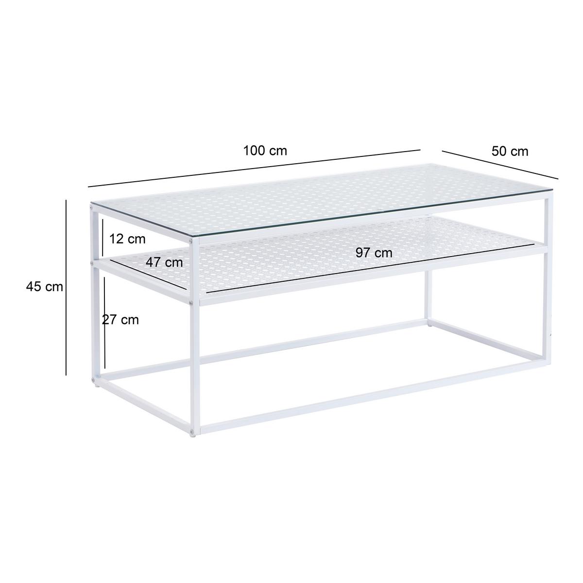 COUCHTISCH Weiß L: 100cm - Weiß, Design, Glas/Metall (100/50/45cm) - MID.YOU