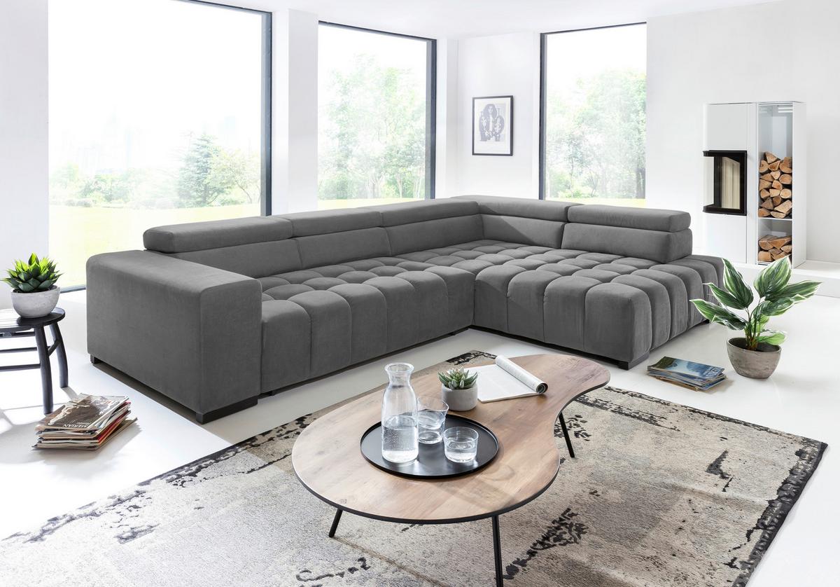Eckschlafsofa Elias Neu Grau S: 307 cm - Schwarz/Grau, Design, Textil (307/201cm) - Livetastic