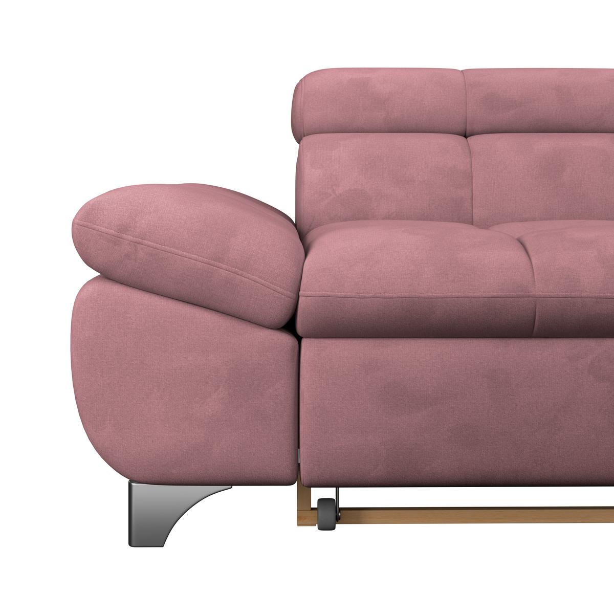 Ecksofa Gemini Rosa, B: 312cm - Chromfarben/Rosa, KONVENTIONELL, Textil (312/234cm)