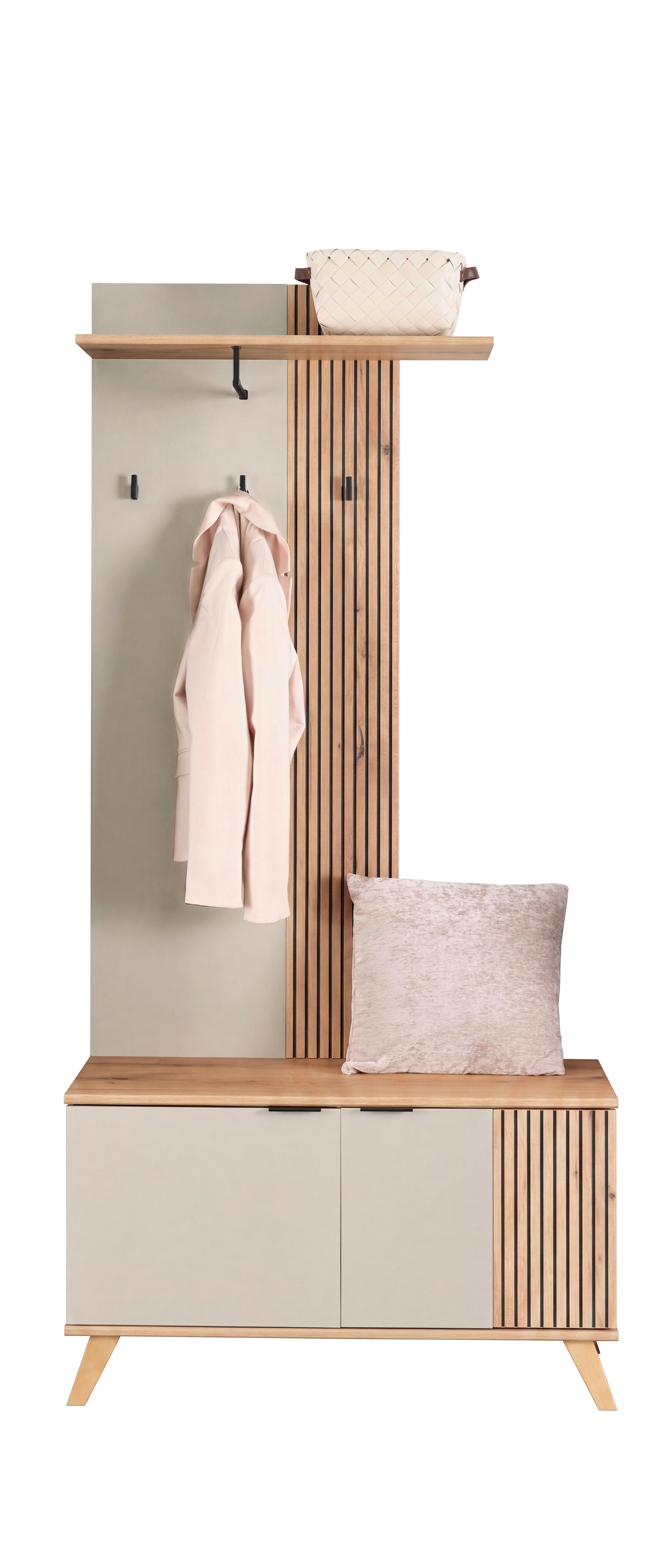 Garderobe Clever Kaschmir /Eichefarben B: 90cm - Kaschmir/Eichefarben, MODERN, Holzwerkstoff (90/139/38cm)