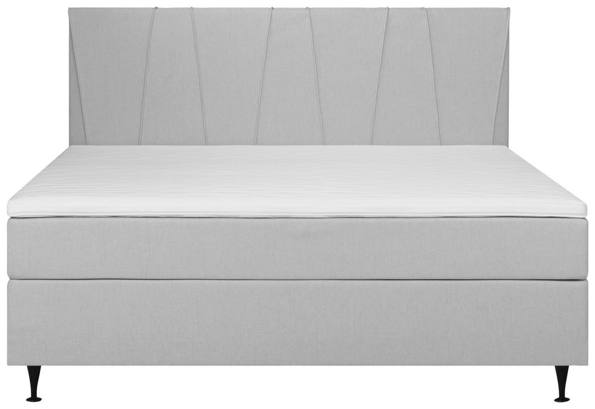 Boxspringbett Wels 140x200 cm D.grau inkl. Topper - Dunkelgrau/Schwarz, MODERN, Textil (140/200cm) - MID.YOU