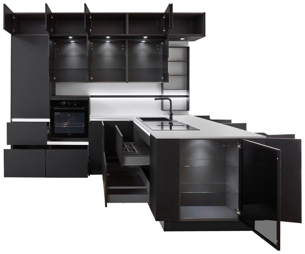 Eckküche Eastbourne - Schieferfarben/Graphitfarben, MODERN, Holzwerkstoff (303,2/264,5cm) - Vertico