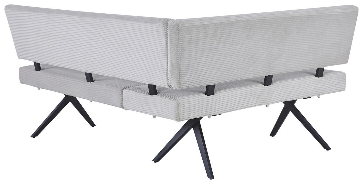 Eckbank Chios Cord Beige, S: 150x190 cm - Beige/Schwarz, KONVENTIONELL, Textil/Metall (190/150cm) - MID.YOU