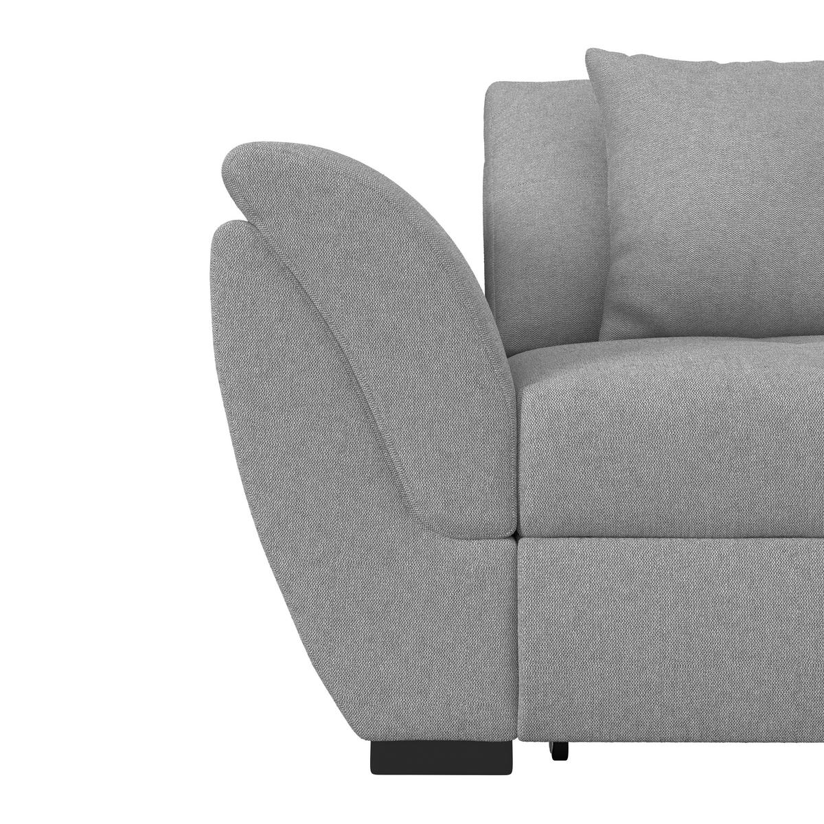 Ecksofa mit Schlaffunktion Berisso, Webstoff - Schwarz/Grau, Design, Textil (278/187cm) - Ondega