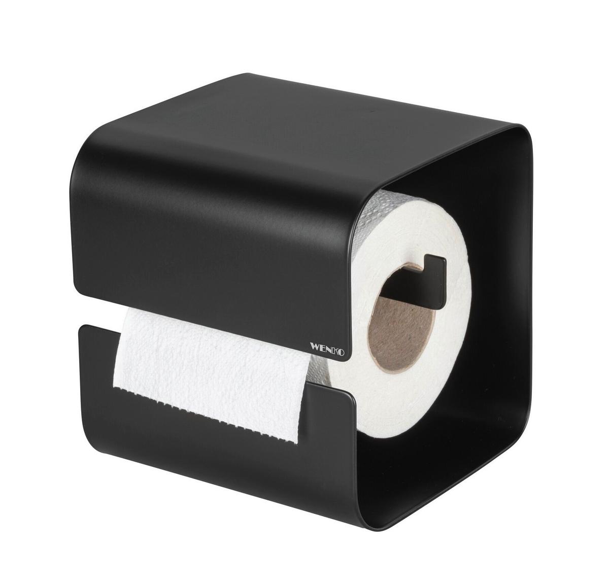 DRŽÁK NA TOALETNÍ PAPÍR TURBO-LOC LIZAN - černá, Moderní, kov (14/14,5/13,7cm) - Mömax