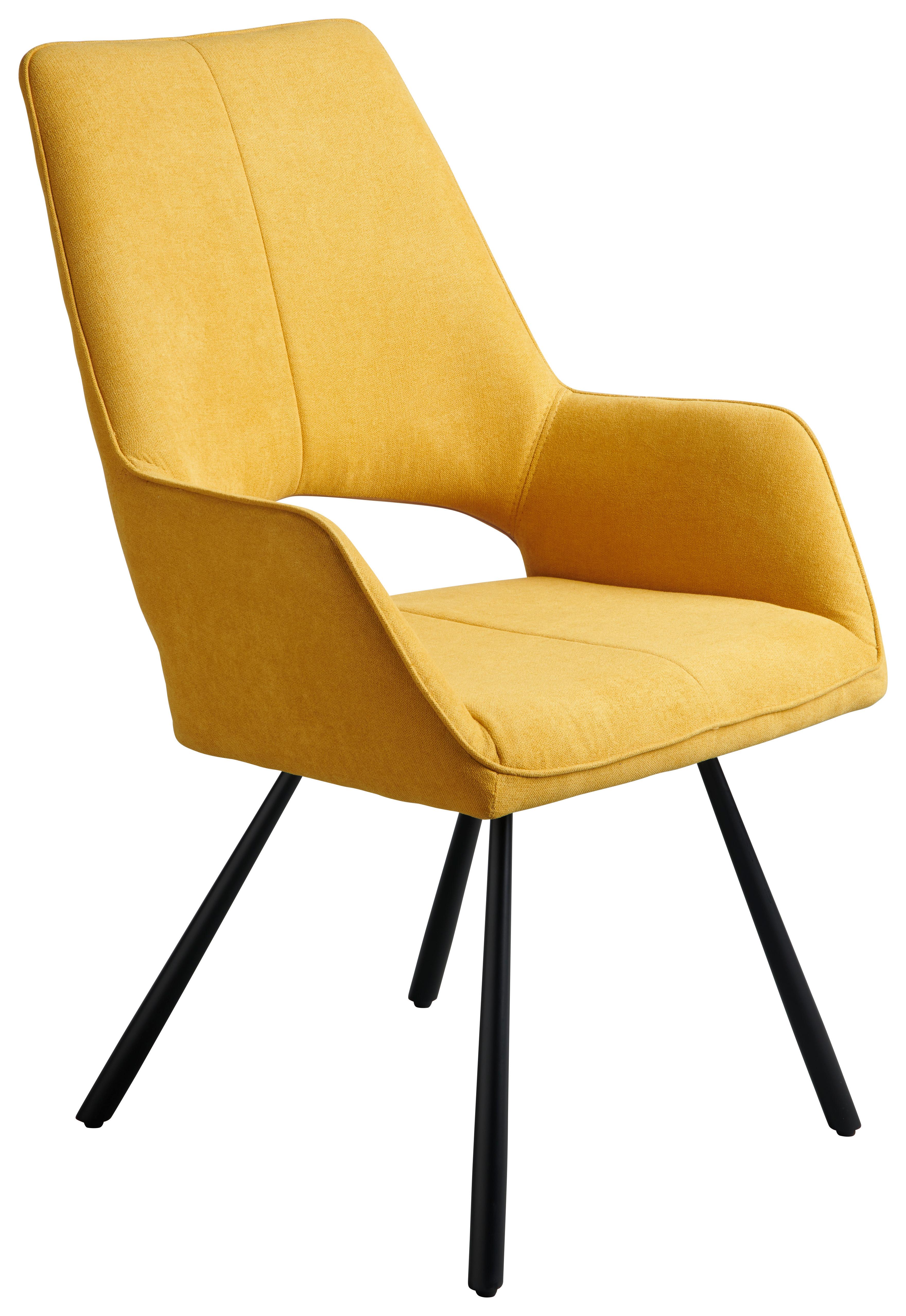 Čtyřnohá Židle Beatrice - černá/žlutá, Moderní, kov/textil (60/93/65cm)