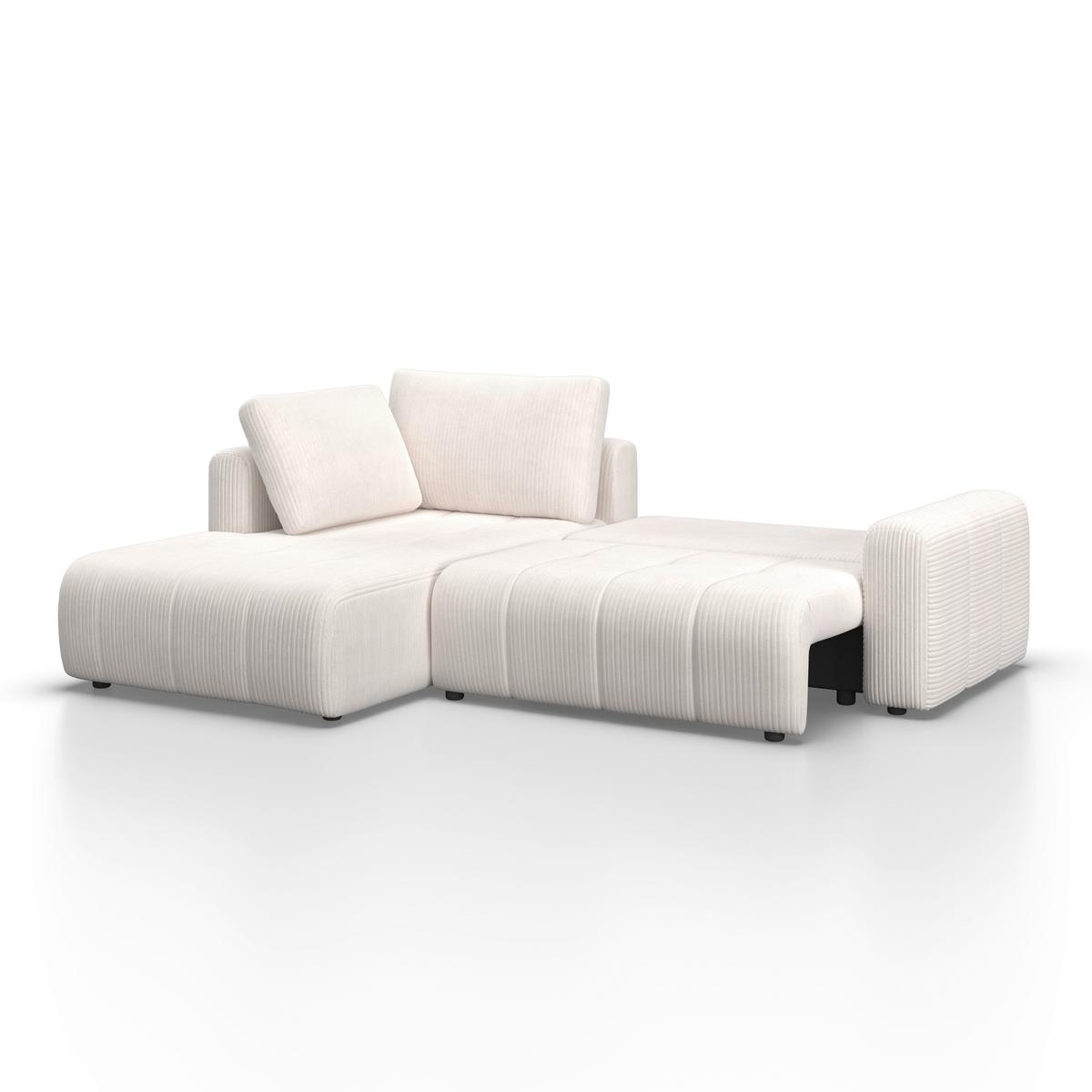 Sedací souprava GIA, levá, bílá - bílá/černá, Moderní, dřevo/textil (261/94/197cm) - Bessagi Home
