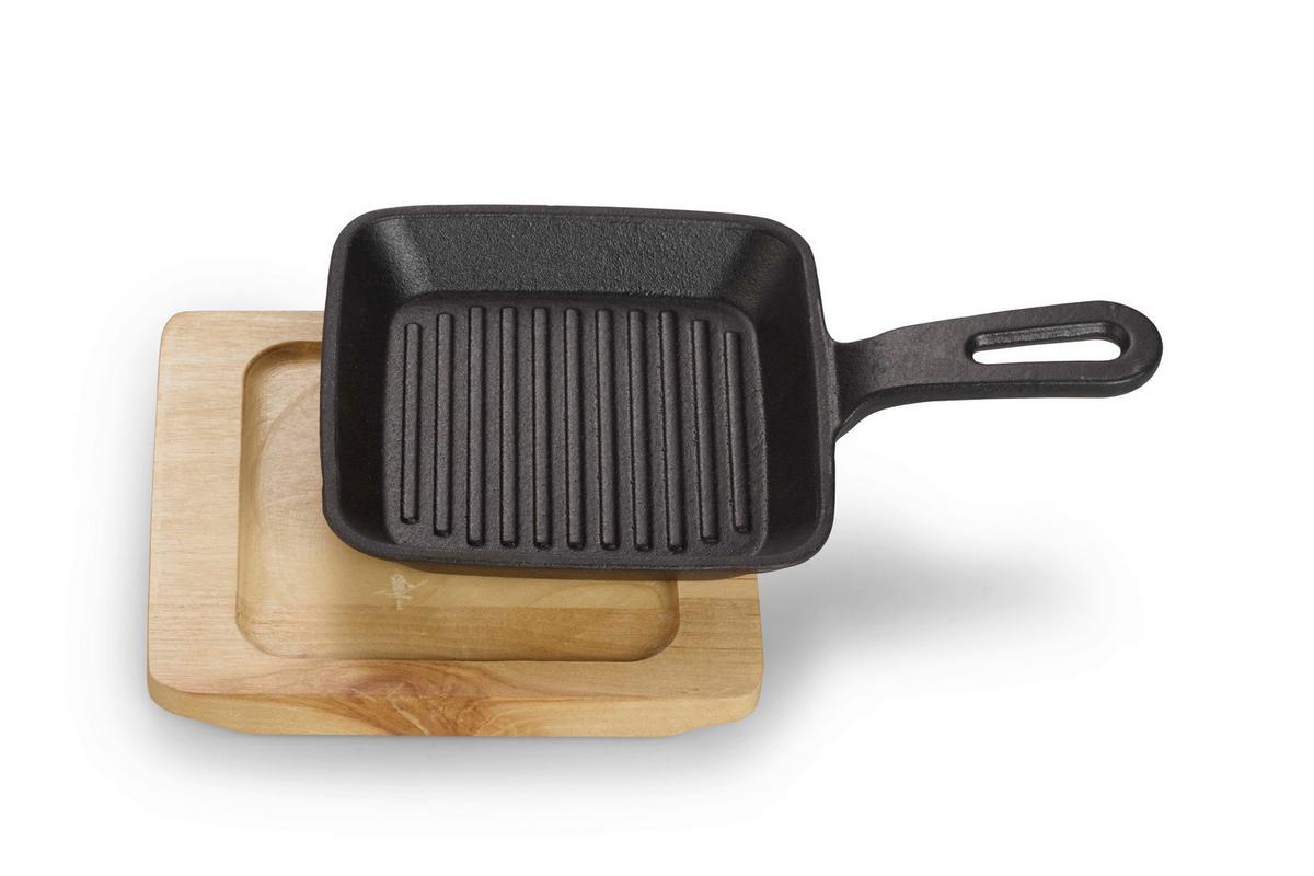 Servierpfanne Schwarz, L/b/h:22,2x13,6x2,2cm - Schwarz, Basics, Metall (22,2/13,6/2,2cm) - Echtwerk