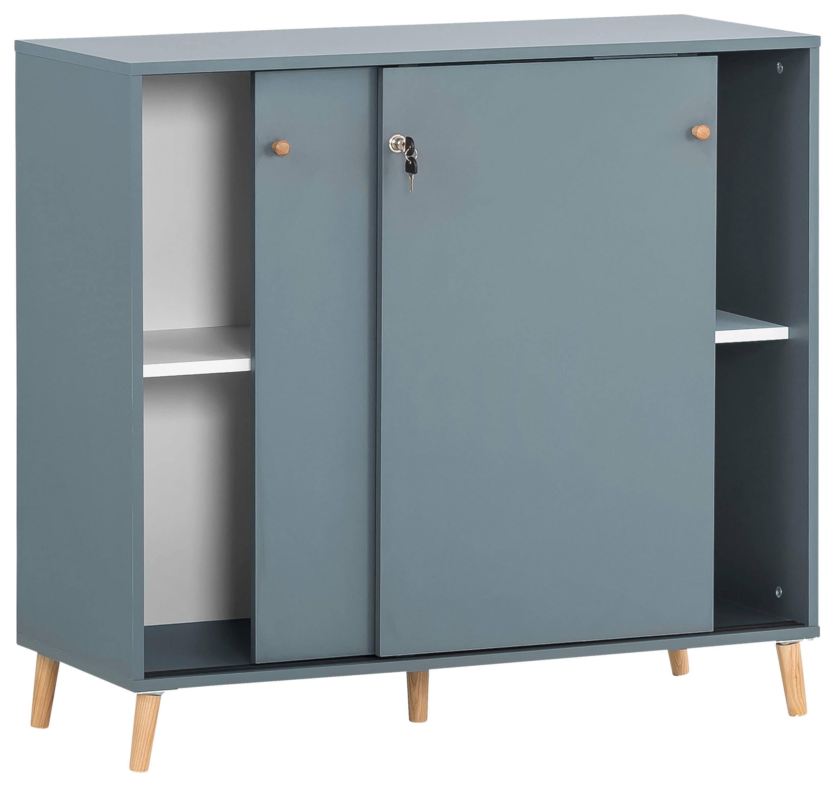Aktenschrank Serie 500 Blau B: 100,1 cm - Blau, MODERN, Holzwerkstoff (100,1/92,6/41cm) - MID.YOU