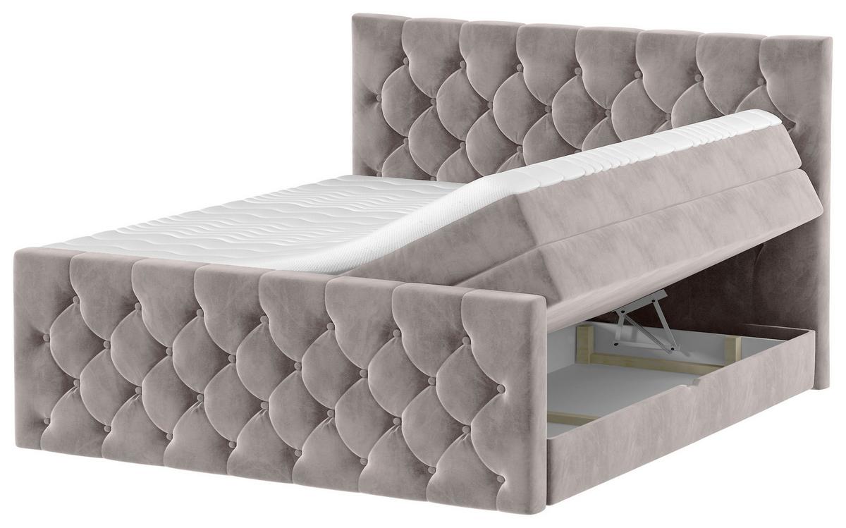 Boxspringbett Swing 2 Beige 180x200 cm H2 - Beige/Schwarz, ROMANTIK / LANDHAUS, Textil (180/200cm) - James Wood