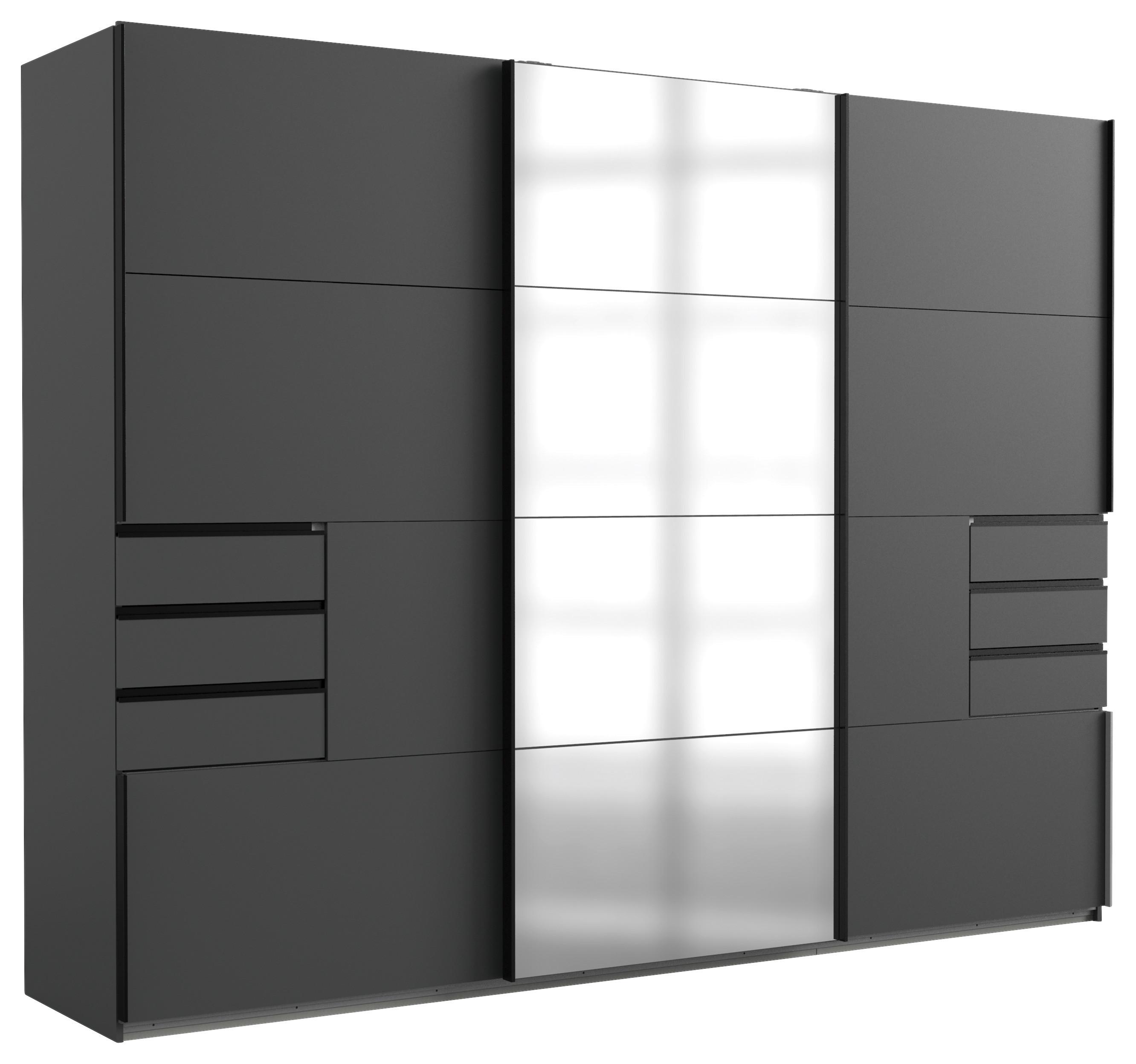 Schwebetürenschrank B: 270 cm Saigon Graphitfarben / Schwarz - Klar/Anthrazit, KONVENTIONELL, Glas/Holzwerkstoff (270/210/64cm) - MID.YOU