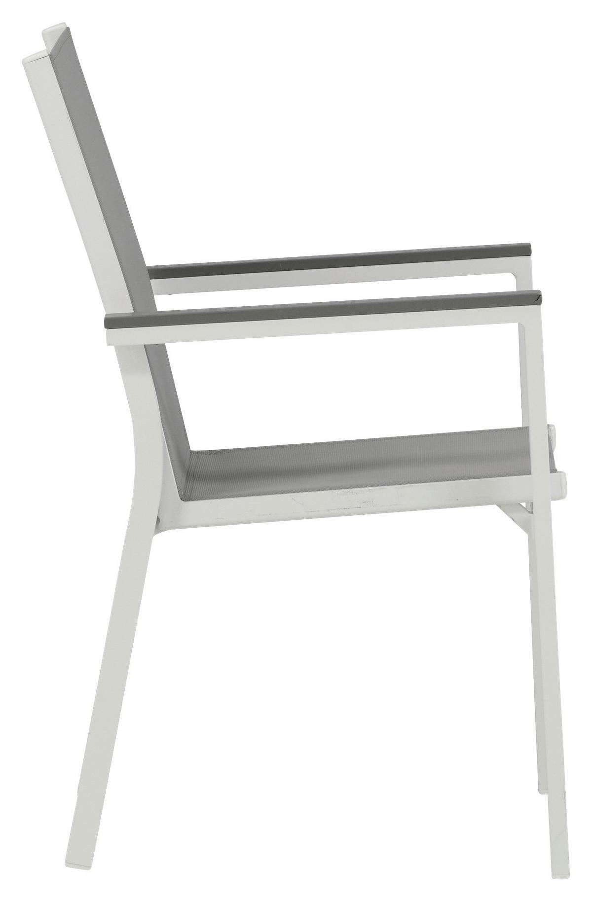 Gartensessel-set 2-tlg. Parma Metall/textil - Weiß/Grau, KONVENTIONELL, Textil/Metall (57/90/60cm) - Gardenson